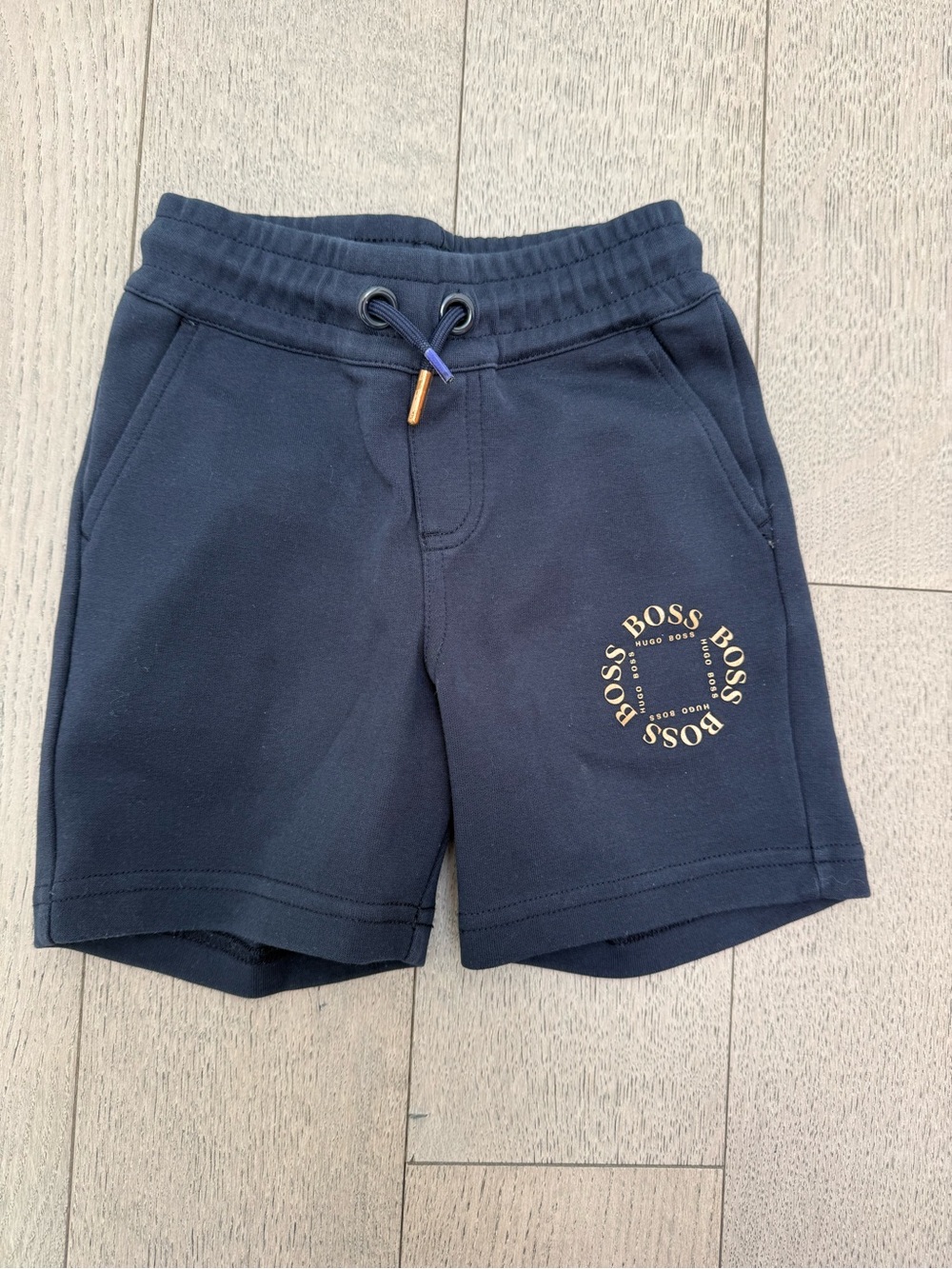 Hugo Boss Navy Cotton Logo Drawstring Shorts